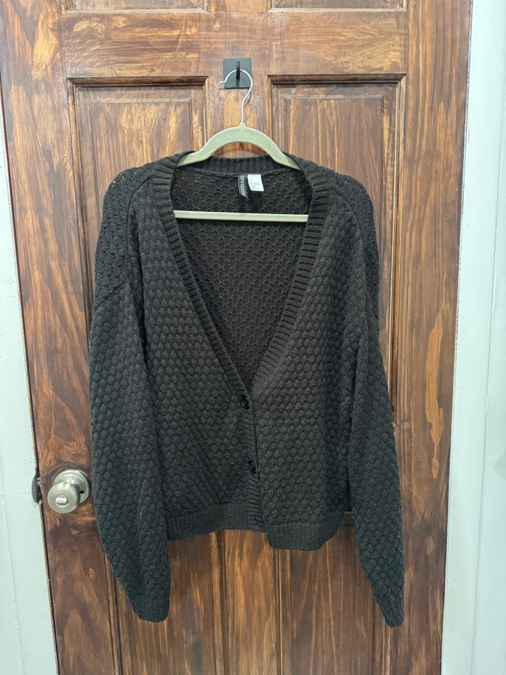 Black Chunky Knit Button Cardigan